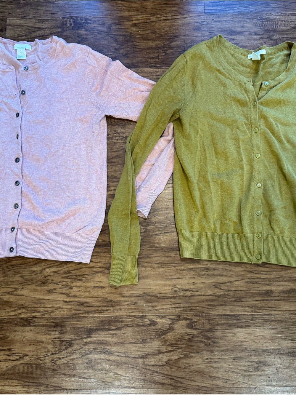 H&M Pink and Olive Button-Front Cardigans